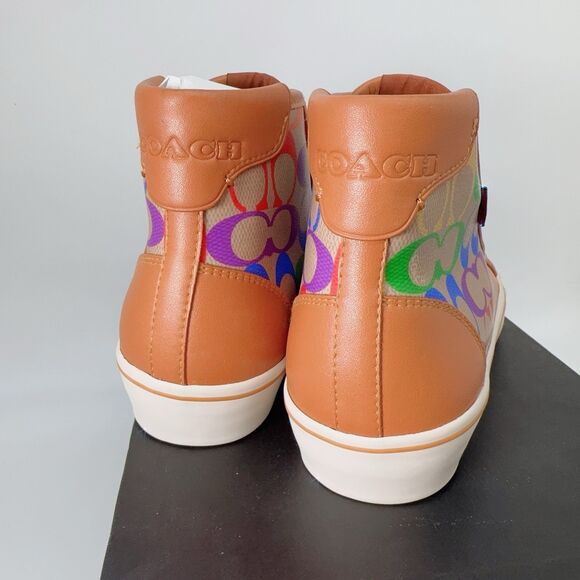 Coach CA855 Citysole High Top Platform Sneaker In Rainbow Signature Canvas 7 - Picture 6 of 11